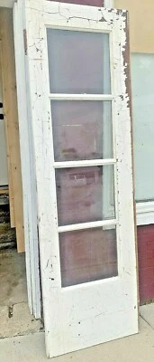 24" Door Wood French Door 4 Glass Pane Windows Rustic Patina Barn Repurposed - Image 1 of 4