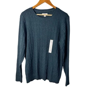 Croft & Barrow Womens Cable Knit Pullover Sweater XXL Green Crewneck Classic - Picture 1 of 15