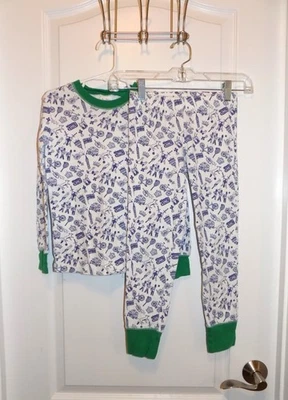 MINI BODEN Boys Long John Pajama 8Y Blue White UK Fox Soldier Big Ben PJs Hanna - Image 1 of 4