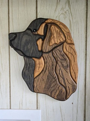 Деревянный настенный декор 3D собака интарсия Ньюфаундленд - Изображение 1 из 4