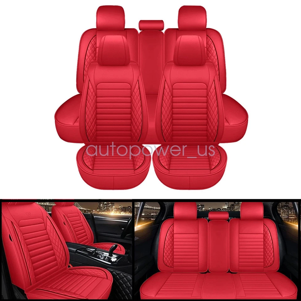 For 2008-2012 Honda Accord Car 5-Seat Covers PU Leather Protector Cushion Red Foto 1 de 4