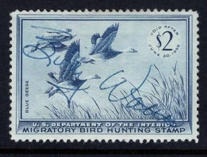 RW22 $2 Blue Geese, F-VF Centering, Used, Vertical Crease - Picture 1 of 1
