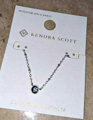 Kendra Scott Mady Collar Tono Plata con Circonita Blanca 16" Nuevo Foto 1 de 4