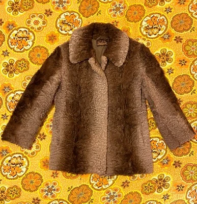 Abrigo de cordero persa años 50 marrón piel real Kraforst alemán vintage años 50 años 40 M Foto 1 de 4