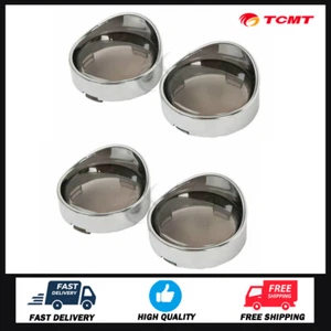 4pcs Turn Signal Light Trim Ring Visor Smoked Lens Fit For Harley Softail Dyna - Picture 1 of 7