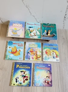 VTG 8 Disney Little Golden Books Lot Winnie Pooh Dumbo Pinocchio Donald Duck - Foto 1 di 4