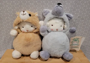 MorisMos Lamb Sheep in Grey Wolf & Teddy Bear Costume Hood Plush Toy Set 8" - Picture 1 of 14