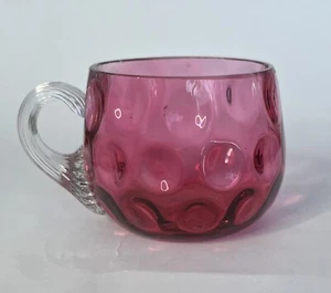 Fenton Cranberry Glass Coin Dot Punch Cup Mug - 2” Tall - Super Cute! - Picture 1 of 12