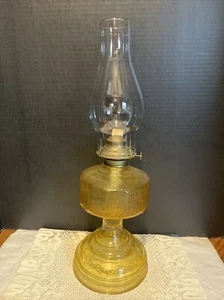 Vintage P&A Eagle Amber Wedding Scroll Pressed Glass Oil Lamp 18” - Picture 1 of 7