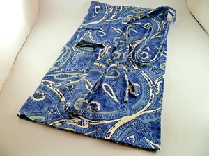 APRIL CORNELL BIB APRON POCKET BLUE WHITE PAISLEY COTTON - Picture 1 of 8