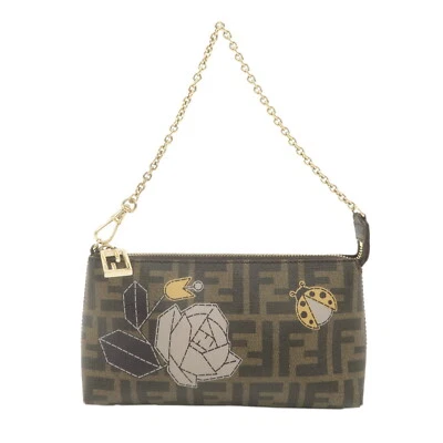 FENDI Zucca Ladybug Estampado Cadena Bolsa PVC Cuero 8BR592 Auténtico Usado Foto 1 de 4