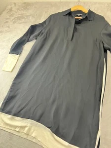 RAG & BONE LANGARM SEIDE HEMDBLUSENKLEID SCHWARZ/ELFENBEIN DESIGN GR. L leicht - Bild 1 von 12