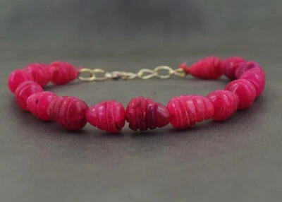 Fantastic Pear Shape 100 Carats Pink Ruby Carved Beaded Bracelet AK 15 E528 - Image 1 of 3