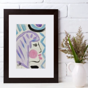 Abstraktes Gesicht Kunst Acryl Gemälde Frau Portrait Expressionist Original Modern - Bild 1 von 4