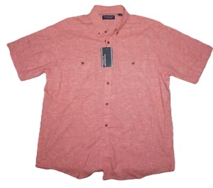 Roundtree Yorke Mens Short Sleeve Shirt Large Red Dual Front Pockets NWT - Picture 1 of 3