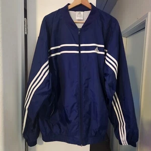 2002 Adidas Vintage Y2K Insulated Windbreaker Jacket Blue White Full Metal Zip - Picture 1 of 11