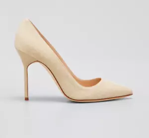 NIB $695 MANOLO BLAHNIK BB Stiletto Pumps in Champagne - size 36.5! - Picture 1 of 15