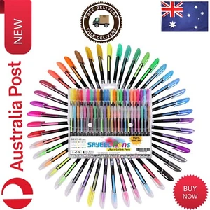 New 48 Packs Colour Gel Ink Pens Set Glitter Metallic Gel Pens Art Markers | AU - Picture 1 of 6