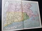 ◇ original 1896 railroad map MASSACHUSETTS CT RI all state train routes 11'x9' 
