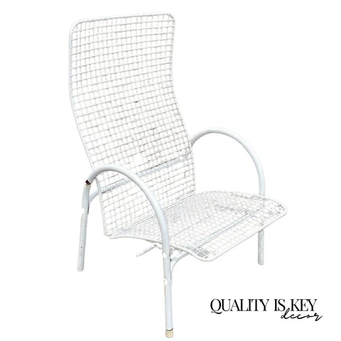 Vintage Reclining Wrought Iron Sculptural Mid Century Modern Patio Lounge Chair Cover