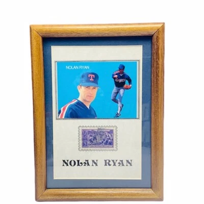 Nolan Ryan postage stamp framed card Canton Texas Rangers 8X6 memorabilia BC4 - Image 1 of 4