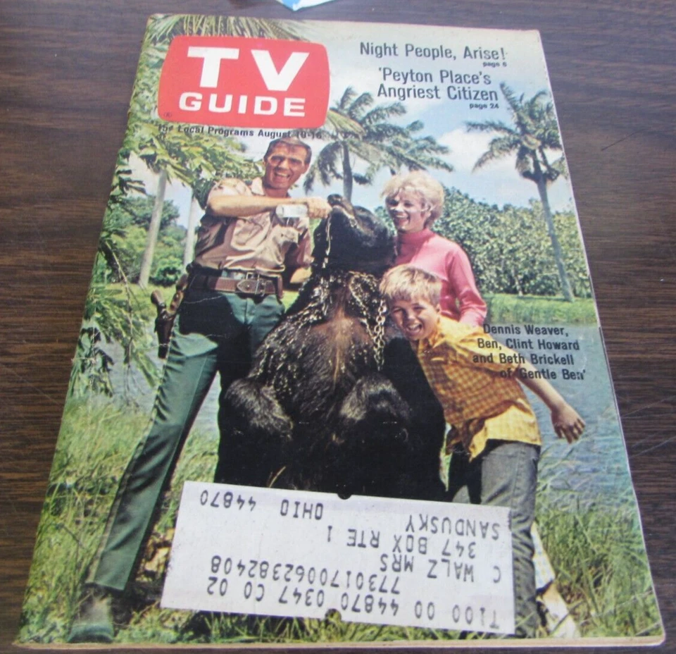 VINTAGE TV GUIDE  - AUGUST 10TH. 1968 - DENNIS WEAVER - GENTLE BEN COVER - VG. - Image 1 of 1