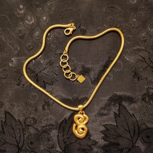 Collana Ciondolo Vintage Circa 1990 Anne Klein Tono Oro Opaco - Foto 1 di 6