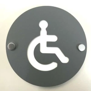Round Disabled Toilet Sign - Many Colour Choices & Chrome Fixings - Picture 1 of 22