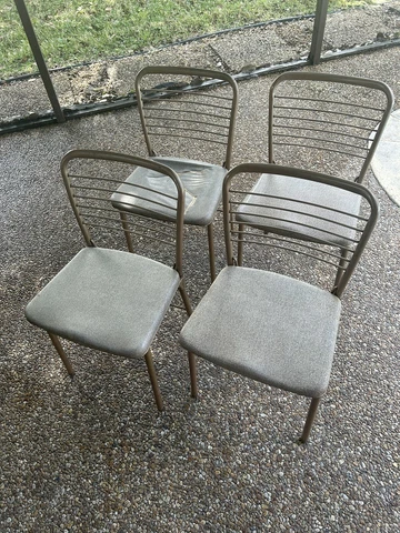 Vintage  Set of 4 Cosco Fashionfold Gate Fold Folding Chair Tan Bronze  Retro Cover