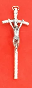 Pope John Paul II Signature Pewter Pastoral Wall Cross, 4", Made in Italy - Picture 1 of 2