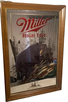 1991 Miller High Life Black Bear Mirror First Printing Wildlife Series - Image 1 of 4