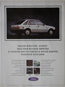 PUBLICITÉ DE PRESSE 1989 FORD ESCORT MADISON ESSENCE OU DESEL - Picture 1 of 1