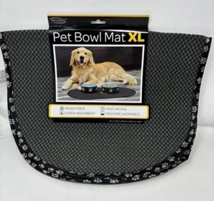 Alfombra de alimentación para mascotas XL 27,5 "x 16" negra con adornos "The Original" nueva con etiquetas - Imagen 1 de 8