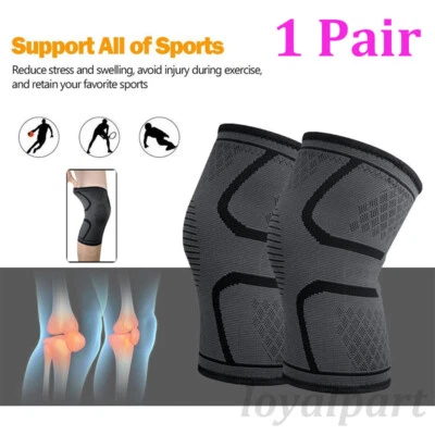 1 Pair Knee Compression Brace Sleeve Support Joint Injury Pain Relief Arthritis - Image 1 of 4