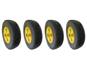 4X - 12" Flat Free Tire Set Four Solid Rubber 5/8 Axle Cart Wagon Wheelbarrow - Picture 1 of 1