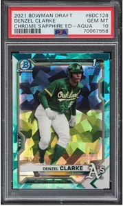 Denzel Clarke 2021 Bowman Chrome Draft 1st Sapphire Edition Aqua /20 PSA 10 Gem - Picture 1 of 2