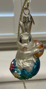 Vintage Radko EIERBERT Osterhase Hase im Ei Blumen Ornament mit Ständer - Bild 1 von 7