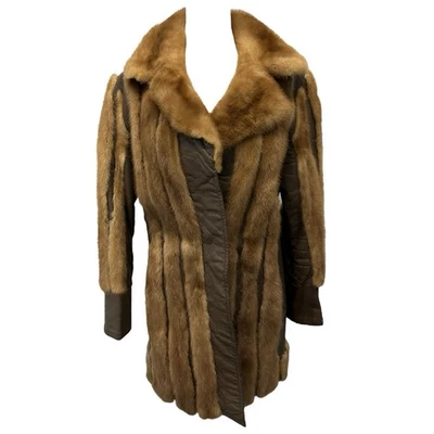 Abrigo de Colección Años 70 Charlotte Castelburry Piel y Cuero Patchwork Talla M (Probablemente Visón) Foto 1 de 4