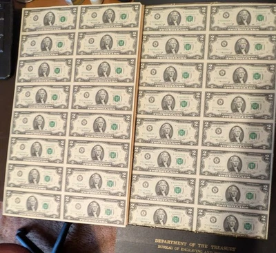 (2) 1976 K* $2 FRN Uncut Sheet Of 16 Notes San Francisco  - Image 1 of 2