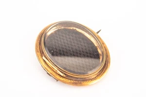 Victorian Era Gold Filled Mourning Brooch W/ Dress Cutting 1800's Antique V25 - Picture 1 of 5