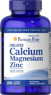Puritan's Pride Chelated Calcium Magnesium Zinc - 250 Caplets - Image 1 of 4