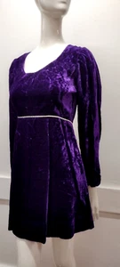 Vintage Purple Velvet Dress Long Sleeve Rhinestone Details Size Small Bohemian - Picture 1 of 24