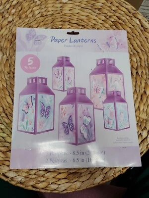 Butterfly Flutter Paper Lantern Set 5 Per Pack 3 10" and 2 7.25" Decoration - Image 1 of 3