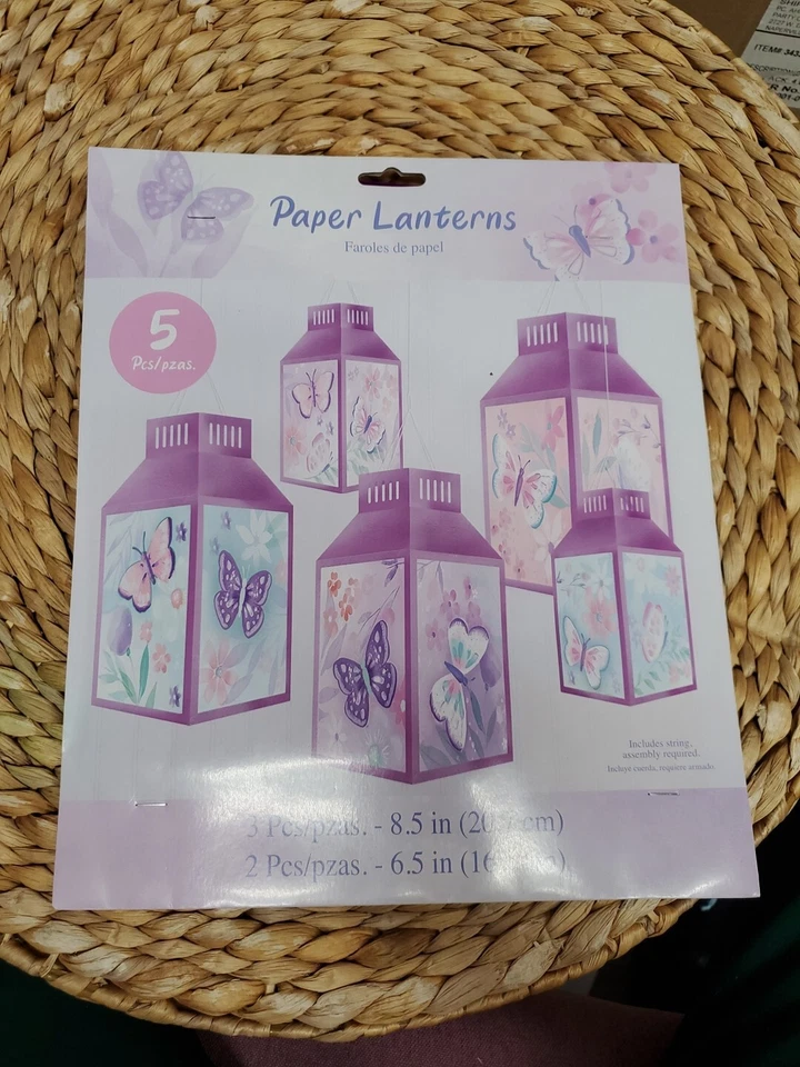 Butterfly Flutter Paper Lantern Set 5 Per Pack 3 10" and 2 7.25" Decoration - Image 1 of 3