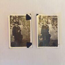 Vintage 1940's 2Pc B&W Photographs Decorated U.S. Soldier Poses in Backyard Home