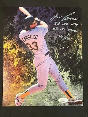 JOSE CANSECO Signed & 3x inscribed 8x10 JSA COA - Image 1 of 3