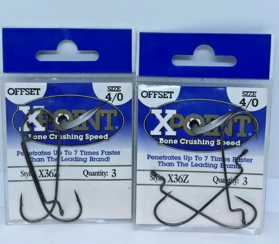 (2) X-POINT SIZE 4/0 OFFSET WORM HOOKS (3 PCS PER PACK) - Image 1 of 1