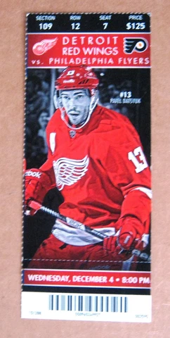 Red Wings Pavel Datsyuk Game ticket stub Dec 4, 2013 $125 face value Cover