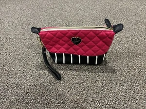 Betsy Johnson XOX pink black and white make up bag - Picture 1 of 6