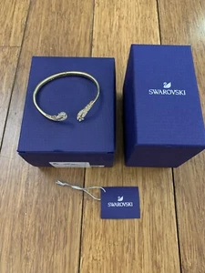 Swarovski Gold 'Nice' Feather Hinged Bangle with Box RRP $229 5505622 - Picture 1 of 12